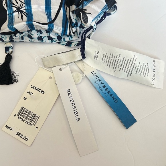 Lucky Brand Women's Reversible Bikini Swim Top Separates Swimsuit - Ink Blue NWT - Picture 4 of 5